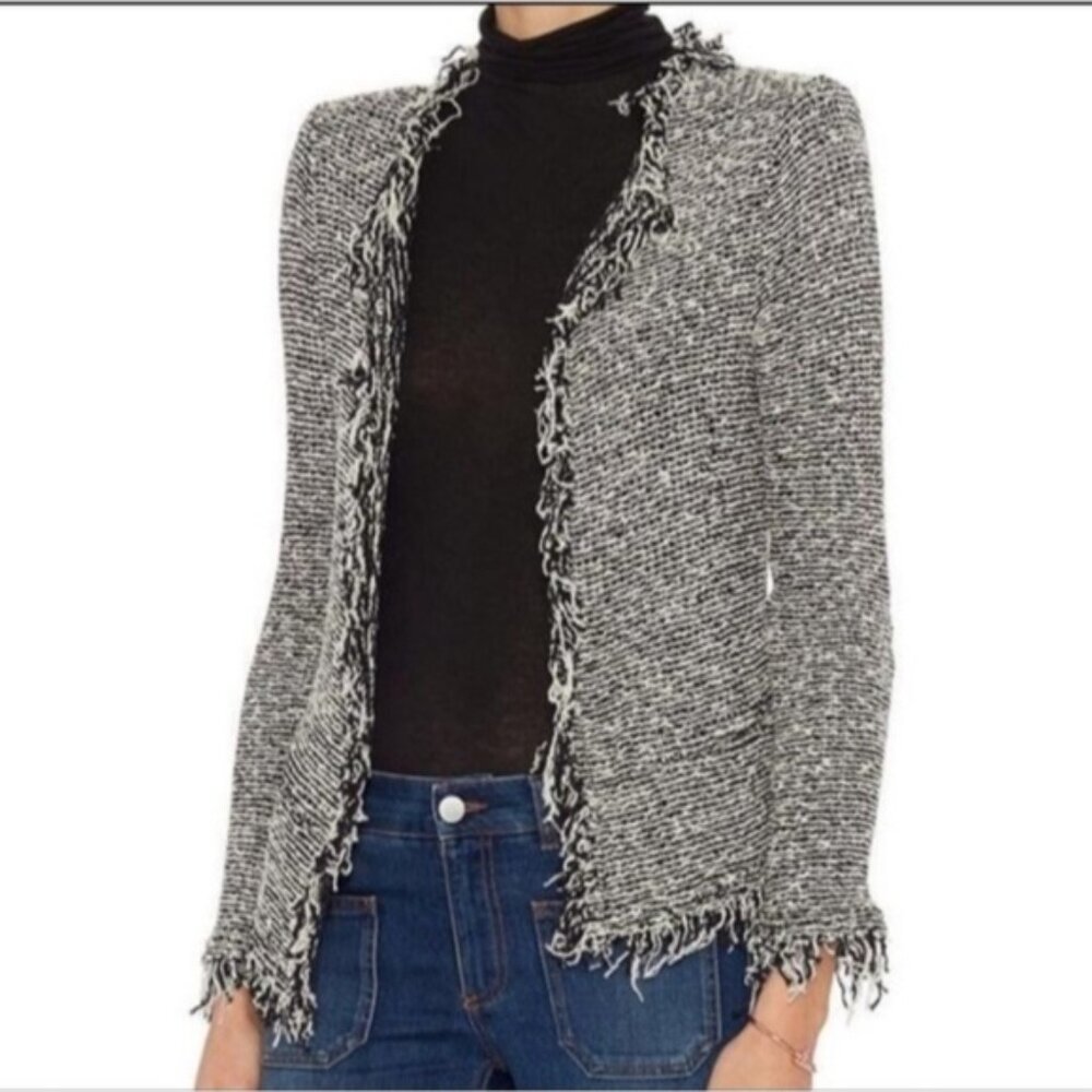IRO | Shavani fringed tweed jacket Gray Sz 8